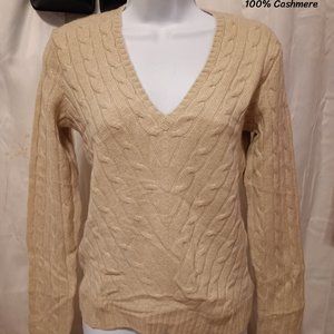 Ralph Lauren Cable Knit CASHMERE Vneck